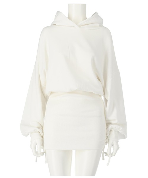 ANAP（アナップ）の「サイドギャザー裏毛パーカーワンピース（ワンピース・レディース・ブラック/オフホワイト/ライトグレー・FREE）」の20枚目の写真