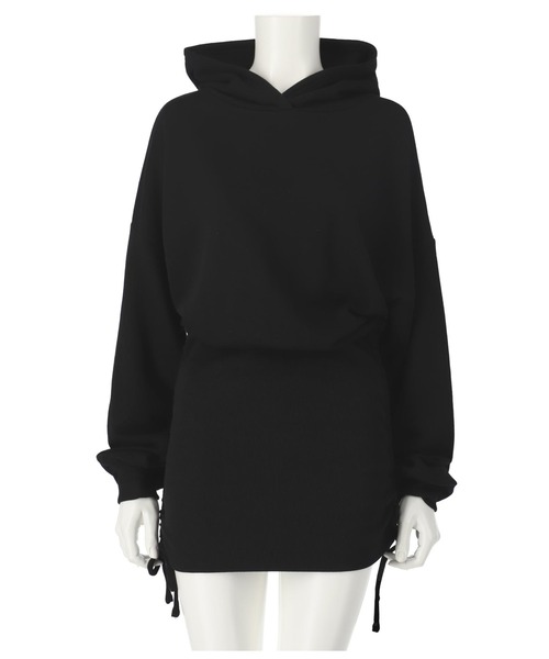 ANAP（アナップ）の「サイドギャザー裏毛パーカーワンピース（ワンピース・レディース・ブラック/オフホワイト/ライトグレー・FREE）」の21枚目の写真