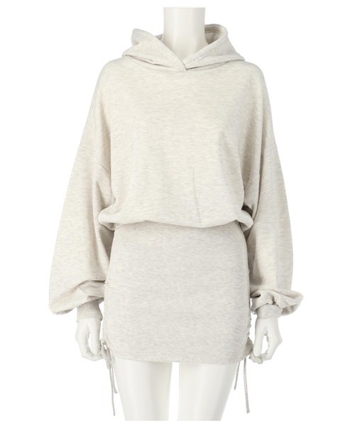 ANAP（アナップ）の「サイドギャザー裏毛パーカーワンピース（ワンピース・レディース・ブラック/オフホワイト/ライトグレー・FREE）」の22枚目の写真