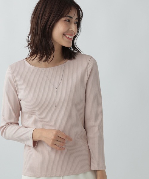 Elura（エルーラ）の「シルケットリブクループルオーバー（Tシャツ/カットソー・レディース・ブラック/ホワイト/ネイビー/ピンクベージュ・LARGE/MEDIUM）」の4枚目の写真