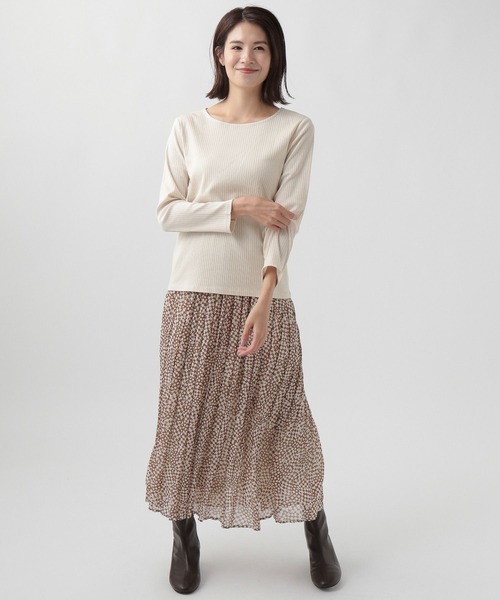 Elura（エルーラ）の「シルケットリブクループルオーバー（Tシャツ/カットソー・レディース・ブラック/ホワイト/ネイビー/ピンクベージュ・LARGE/MEDIUM）」の5枚目の写真