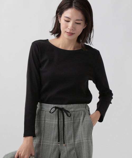 Elura（エルーラ）の「シルケットリブクループルオーバー（Tシャツ/カットソー・レディース・ブラック/ホワイト/ネイビー/ピンクベージュ・LARGE/MEDIUM）」の7枚目の写真