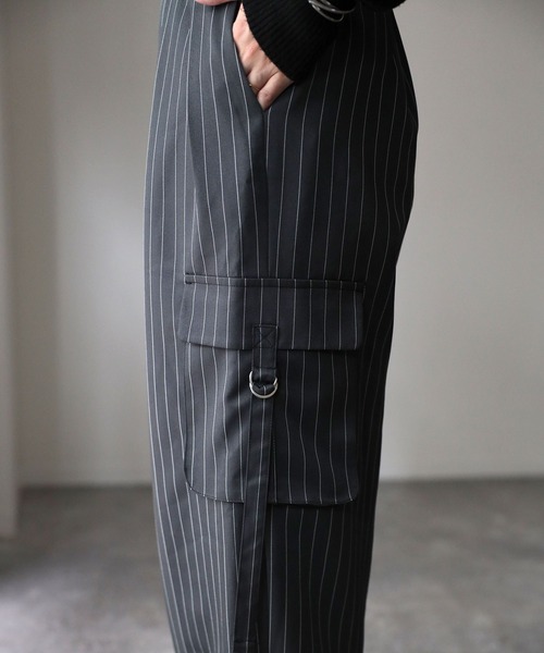 Riberry（リベリー）の「ストライプタックカーゴワイドパンツ（カーゴパンツ・レディース・ピンク/ベージュ/チャコールグレー・MEDIUM）」の8枚目の写真