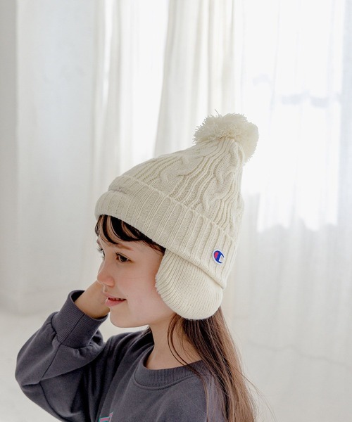 Champion(チャンピオン)の「【Champion(チャンピオン)】ニット帽 GIRLS(KIDS)(ニットキャップ/ビーニー・キッズ・パープル/ピンク/アイボリー・FREE)」の2枚目の写真