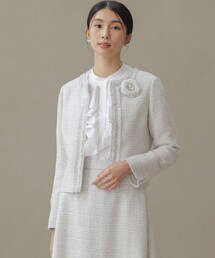 組曲｜クミキョク（レディース）のノーカラージャケット（ツイード