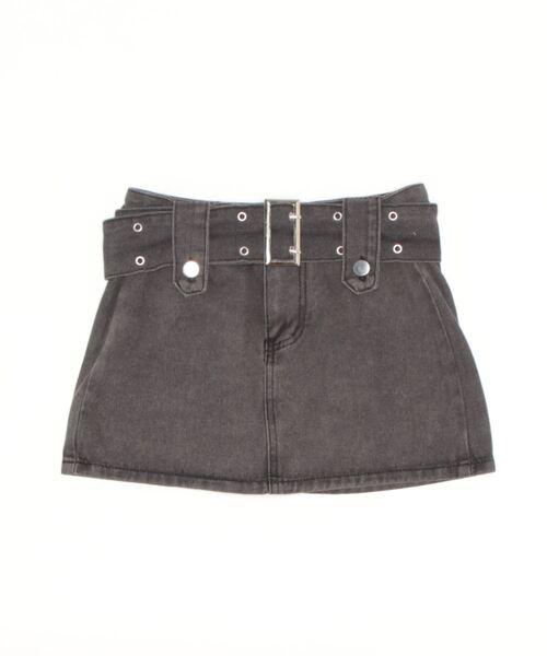 Mayree（メイリー）の「【Mayree】デニム ミニスカート ベルトセット（デニムスカート・レディース・ブラック/ブルー・SMALL/MEDIUM/LARGE）」の5枚目の写真