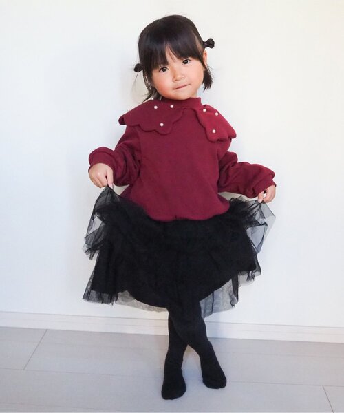 apres les cours（アプレレクール）の「【あったか】裏シャギースカラップ衿トレーナー（スウェット・キッズ・アイボリー/ワインレッド/ブラック・80/130/110/140/90/100/120）」の6枚目の写真