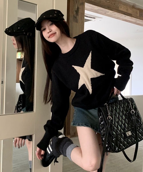 Mayree(メイリー)の「【Mayree】スター 星 ニット セーター(ニット/セーター・レディース・ブルー/ピンク/ブラック・FREE)」の10枚目の写真