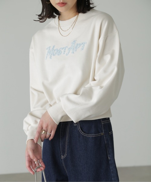 FREE'S MART(フリーズマート)の「◆サガラワッペンショート丈スウェット(スウェット・レディース・ホワイト/ホワイト系その他/ブラック・FREE)」の1枚目の写真