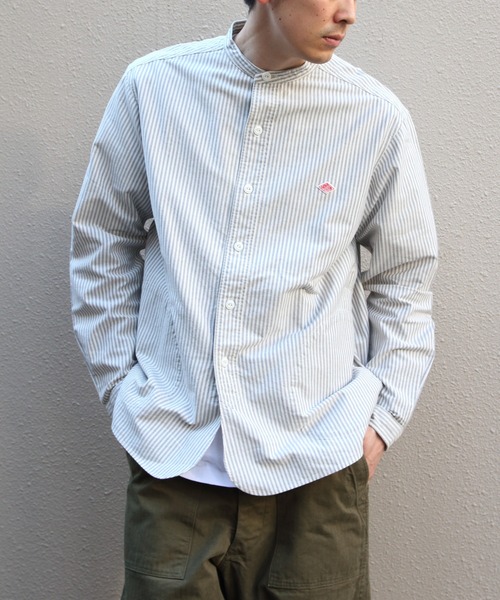 DANTON(ダントン)の「DANTON/ダントン バンドカラーシャツロングスリーブ チェック&ストライプ BAND COLLAR SHIRT LONGSLEEVE CHECK&STRIPE(メンズ) DT-B0280 OXP(シャツ/ブラウス・メンズ・ブラック/サックスブルー/ブラック系その他2/オリーブ/ネイビー・42/44/40)」の5枚目の写真
