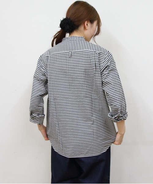 DANTON(ダントン)の「DANTON/ダントン バンドカラーシャツロングスリーブ チェック&ストライプ BAND COLLAR SHIRT LONGSLEEVE CHECK&STRIPE(メンズ) DT-B0280 OXP(シャツ/ブラウス・メンズ・ブラック/サックスブルー/ブラック系その他2/オリーブ・42/44/40)」の11枚目の写真