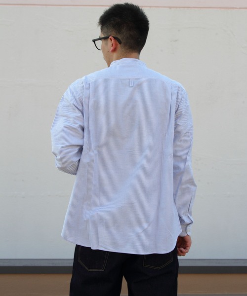 DANTON（ダントン）の「DANTON/ダントン　バンドカラーシャツロングスリーブ　チェック＆ストライプ　BAND COLLAR SHIRT LONGSLEEVE CHECK＆STRIPE（メンズ）　DT-B0280 OXP（シャツ/ブラウス・メンズ・ブラック/サックスブルー/ブラック系その他2/オリーブ・42/44/40）」の10枚目の写真
