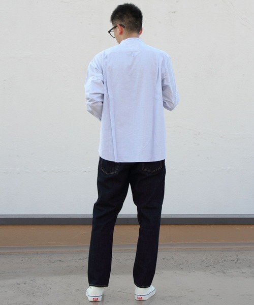 DANTON（ダントン）の「DANTON/ダントン　バンドカラーシャツロングスリーブ　チェック＆ストライプ　BAND COLLAR SHIRT LONGSLEEVE CHECK＆STRIPE（メンズ）　DT-B0280 OXP（シャツ/ブラウス・メンズ・ブラック/サックスブルー/ブラック系その他2/オリーブ・42/44/40）」の13枚目の写真