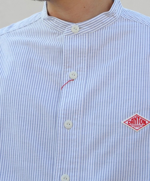 DANTON（ダントン）の「DANTON/ダントン　バンドカラーシャツロングスリーブ　チェック＆ストライプ　BAND COLLAR SHIRT LONGSLEEVE CHECK＆STRIPE（メンズ）　DT-B0280 OXP（シャツ/ブラウス・メンズ・ブラック/サックスブルー/ブラック系その他2/オリーブ・42/44/40）」の5枚目の写真