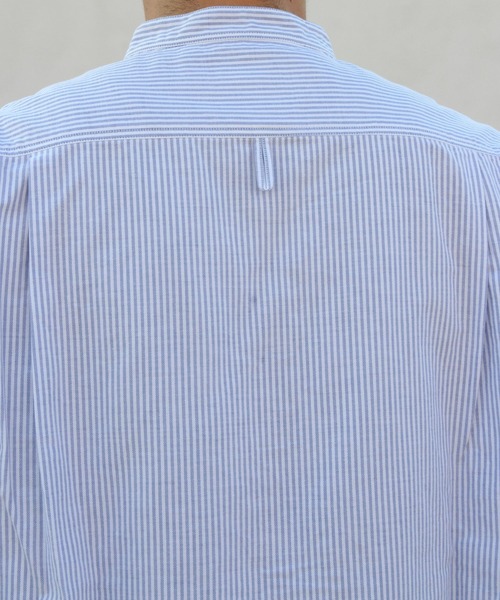 DANTON（ダントン）の「DANTON/ダントン　バンドカラーシャツロングスリーブ　チェック＆ストライプ　BAND COLLAR SHIRT LONGSLEEVE CHECK＆STRIPE（メンズ）　DT-B0280 OXP（シャツ/ブラウス・メンズ・ブラック/サックスブルー/ブラック系その他2/オリーブ・42/44/40）」の7枚目の写真
