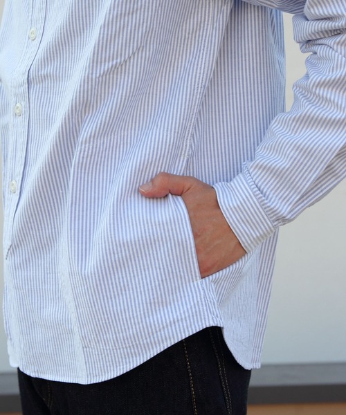 DANTON（ダントン）の「DANTON/ダントン　バンドカラーシャツロングスリーブ　チェック＆ストライプ　BAND COLLAR SHIRT LONGSLEEVE CHECK＆STRIPE（メンズ）　DT-B0280 OXP（シャツ/ブラウス・メンズ・ブラック/サックスブルー/ブラック系その他2/オリーブ・42/44/40）」の8枚目の写真