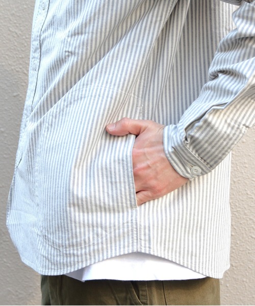 DANTON(ダントン)の「DANTON/ダントン バンドカラーシャツロングスリーブ チェック&ストライプ BAND COLLAR SHIRT LONGSLEEVE CHECK&STRIPE(メンズ) DT-B0280 OXP(シャツ/ブラウス・メンズ・ブラック/サックスブルー/ブラック系その他2/オリーブ・42/44/40)」の9枚目の写真
