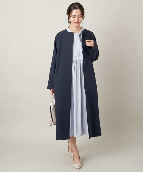 a.v.v(アーヴェヴェ)の「【2WAY】ノーカラーロングコート(ノーカラーコート・レディース・ネイビー/ライトグレー・34/38/40/42/36)」の8枚目の写真