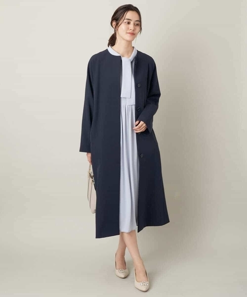 a.v.v(アーヴェヴェ)の「【2WAY】ノーカラーロングコート(ノーカラーコート・レディース・ネイビー/ライトグレー・34/38/40/42/36)」の9枚目の写真