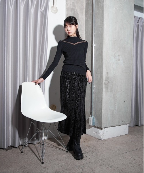 【セール】柄ベロアマーメイドスカート(スカート)|Y/lim(イリム) 【セール】柄ベロアマーメイドスカート(スカート)|Y/lim(イリム)