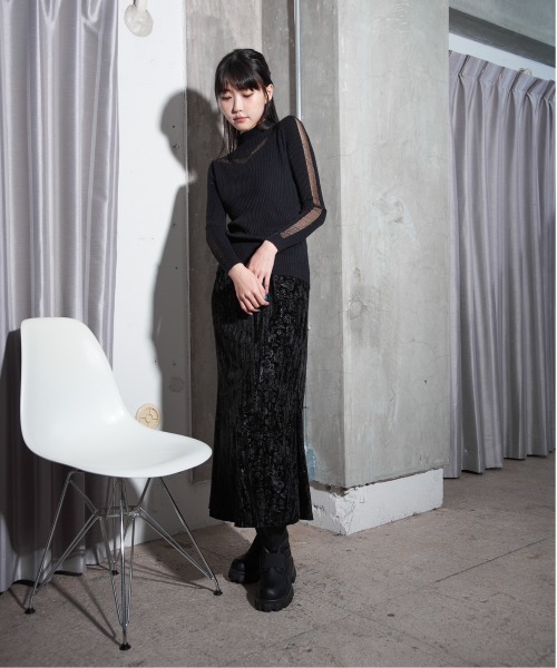 【セール】柄ベロアマーメイドスカート(スカート)|Y/lim(イリム) 【セール】柄ベロアマーメイドスカート(スカート)|Y/lim(イリム)