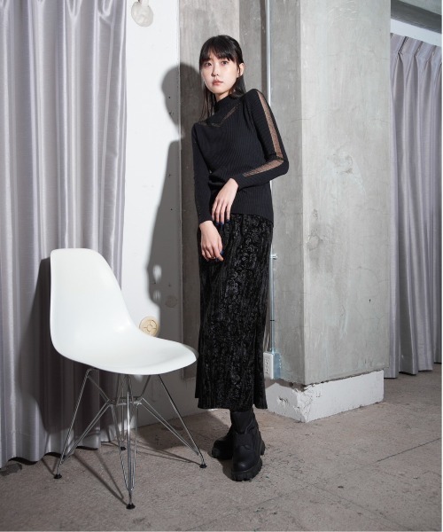 【セール】柄ベロアマーメイドスカート(スカート)|Y/lim(イリム) 【セール】柄ベロアマーメイドスカート(スカート)|Y/lim(イリム)