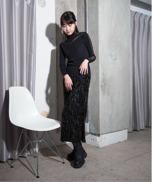 【セール】柄ベロアマーメイドスカート(スカート)|Y/lim(イリム) 【セール】柄ベロアマーメイドスカート(スカート)|Y/lim(イリム)