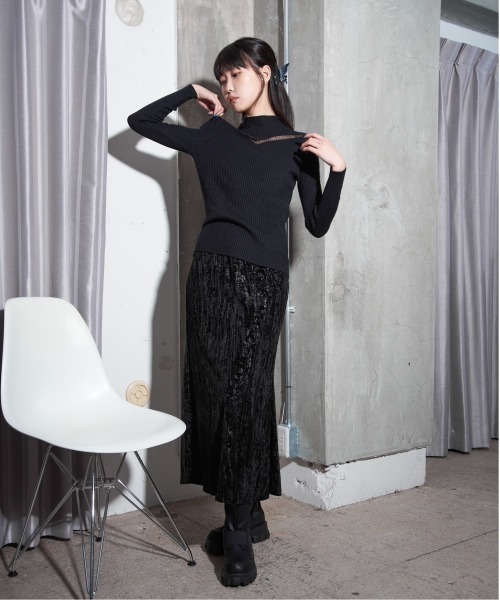 【セール】柄ベロアマーメイドスカート(スカート)|Y/lim(イリム) 【セール】柄ベロアマーメイドスカート(スカート)|Y/lim(イリム)