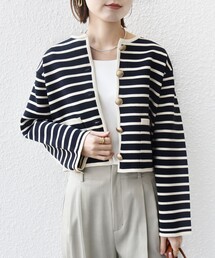 シップス　パールモチーフ　バックフレアノーカラージャケット SHIPS（シップス）の「〈手洗い可能〉パール モチーフ ボタン