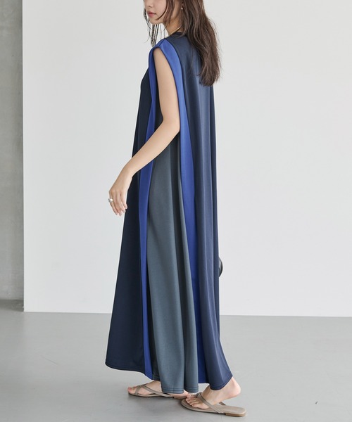 René ノースリーブワンピース♡ラベンダーカラー34⭐️極美品⭐️ LAVEANGE（ラビアンジェ）の「【洗える】バイカラーノースリーブ