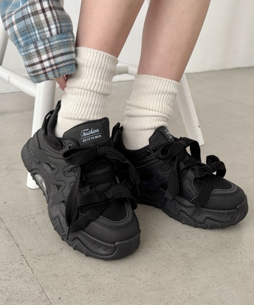 SOLLON.(ソルロン)の「ダブルリボンダッドソール厚底スニーカー(スニーカー・レディース・アイボリー/ブラック/ベージュ・23.5cm/24.5cm/22.5cm)」の18枚目の写真