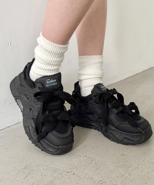 SOLLON.(ソルロン)の「ダブルリボンダッドソール厚底スニーカー(スニーカー・レディース・アイボリー/ブラック/ベージュ・23.5cm/24.5cm/22.5cm)」の21枚目の写真