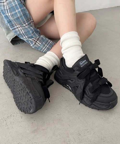 SOLLON.(ソルロン)の「ダブルリボンダッドソール厚底スニーカー(スニーカー・レディース・アイボリー/ブラック/ベージュ・23.5cm/24.5cm/22.5cm)」の22枚目の写真