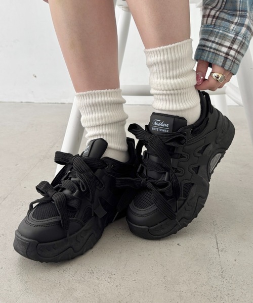 SOLLON.(ソルロン)の「ダブルリボンダッドソール厚底スニーカー(スニーカー・レディース・アイボリー/ブラック/ベージュ・23.5cm/24.5cm/22.5cm)」の20枚目の写真