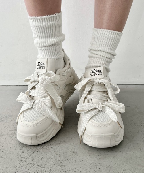 SOLLON.(ソルロン)の「ダブルリボンダッドソール厚底スニーカー(スニーカー・レディース・アイボリー/ブラック/ベージュ・23.5cm/24.5cm/22.5cm)」の16枚目の写真