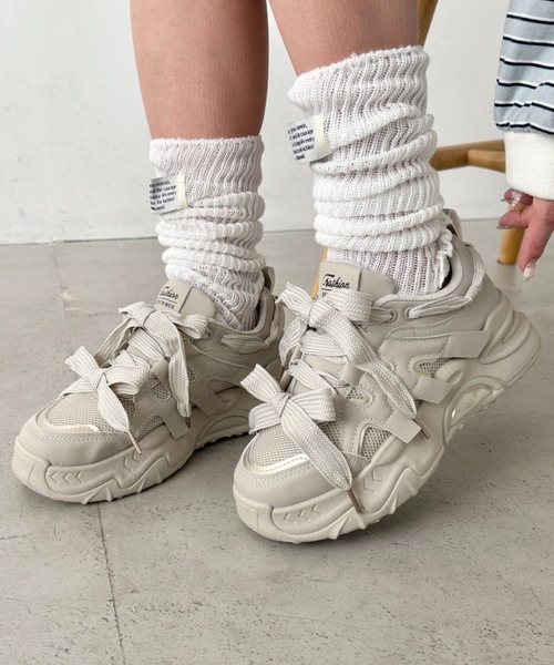 SOLLON.(ソルロン)の「ダブルリボンダッドソール厚底スニーカー(スニーカー・レディース・アイボリー/ブラック/ベージュ・23.5cm/24.5cm/22.5cm)」の8枚目の写真