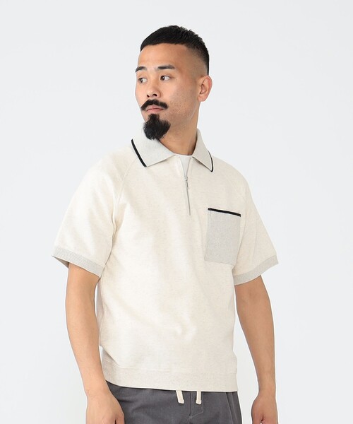 BEAMS PLUS（ビームスプラス）の「BEAMS PLUS / ハーフジップ ポロシャツ（ポロシャツ・メンズ・グレー/ナチュラル/イエロー・XL/L/M/S）」の9枚目の写真