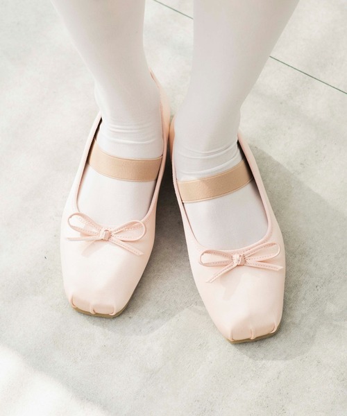 WEGO（ウィゴー）の「WEGO/ベルト付きスクエアバレエシューズ（バレエシューズ・レディース・シルバー/その他1/ピンク/ブラック・MEDIUM/LARGE）」の7枚目の写真