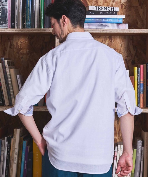 UNION STATION（ユニオンステーション）の「COOLMAX フレンチリネン 7分袖シャツ（シャツ/ブラウス・メンズ・サックスブルー/ピンク/ホワイト/ネイビー/ベージュ/カーキ・LL/S/L/M）」の9枚目の写真