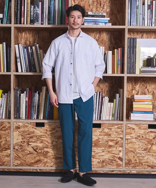 UNION STATION（ユニオンステーション）の「COOLMAX フレンチリネン 7分袖シャツ（シャツ/ブラウス・メンズ・サックスブルー/ピンク/ホワイト/ネイビー/ベージュ/カーキ・LL/S/L/M）」の11枚目の写真