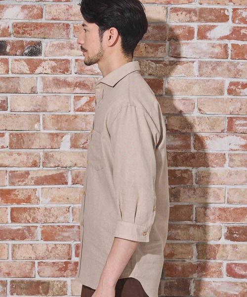 UNION STATION（ユニオンステーション）の「COOLMAX フレンチリネン 7分袖シャツ（シャツ/ブラウス・メンズ・サックスブルー/ピンク/ホワイト/ネイビー/ベージュ/カーキ・LL/S/L/M）」の13枚目の写真