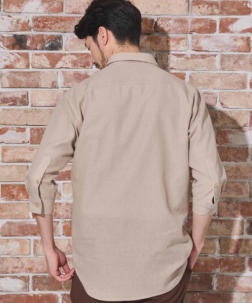 UNION STATION（ユニオンステーション）の「COOLMAX フレンチリネン 7分袖シャツ（シャツ/ブラウス・メンズ・サックスブルー/ピンク/ホワイト/ネイビー/ベージュ/カーキ・LL/S/L/M）」の14枚目の写真