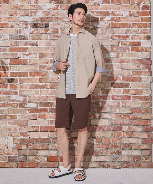 UNION STATION（ユニオンステーション）の「COOLMAX フレンチリネン 7分袖シャツ（シャツ/ブラウス・メンズ・サックスブルー/ピンク/ホワイト/ネイビー/ベージュ/カーキ・LL/S/L/M）」の16枚目の写真