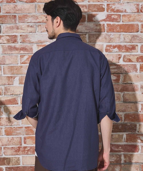 UNION STATION（ユニオンステーション）の「COOLMAX フレンチリネン 7分袖シャツ（シャツ/ブラウス・メンズ・サックスブルー/ピンク/ホワイト/ネイビー/ベージュ/カーキ・LL/S/L/M）」の19枚目の写真