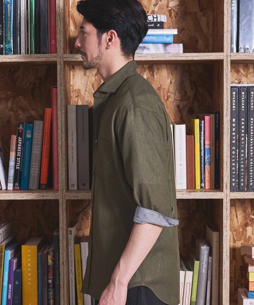 UNION STATION（ユニオンステーション）の「COOLMAX フレンチリネン 7分袖シャツ（シャツ/ブラウス・メンズ・サックスブルー/ピンク/ホワイト/ネイビー/ベージュ/カーキ・LL/S/L/M）」の22枚目の写真