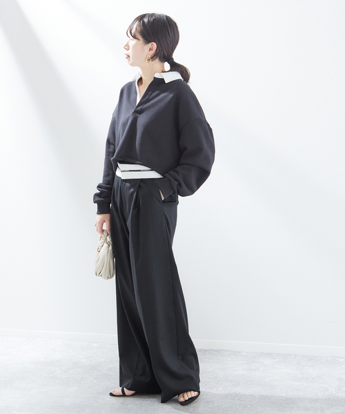 PROTAGONISTA（プロタゴニスタ）の「【PROTAGONISTA/プロタゴニスタ】タックパンツ（スラックス・レディース・ブラック/ベージュ・X-SMALL/SMALL）」の4枚目の写真