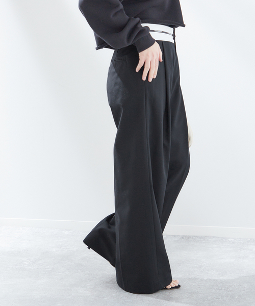 PROTAGONISTA（プロタゴニスタ）の「【PROTAGONISTA/プロタゴニスタ】タックパンツ（スラックス・レディース・ブラック/ベージュ・X-SMALL/SMALL）」の7枚目の写真