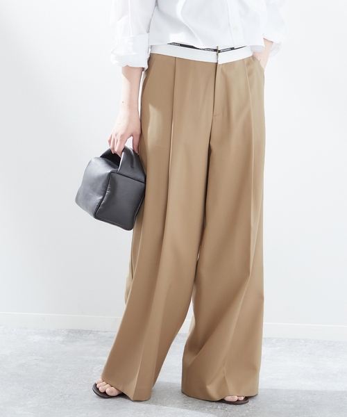 PROTAGONISTA（プロタゴニスタ）の「【PROTAGONISTA/プロタゴニスタ】タックパンツ（スラックス・レディース・ブラック/ベージュ・X-SMALL/SMALL）」の3枚目の写真