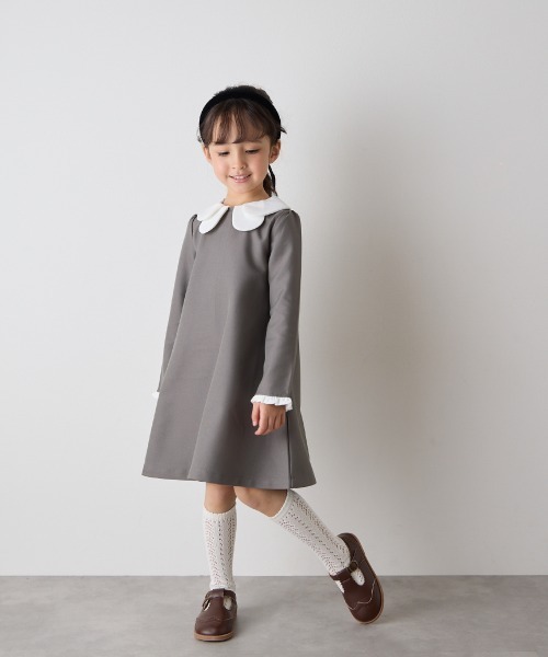 riziere(リジェール)の「【リンクコーデ】ダブルカラーセレモニーワンピース(ワンピース・キッズ・ベージュ/ネイビー/グレー・90/100/110/120/130/140/150)」の22枚目の写真