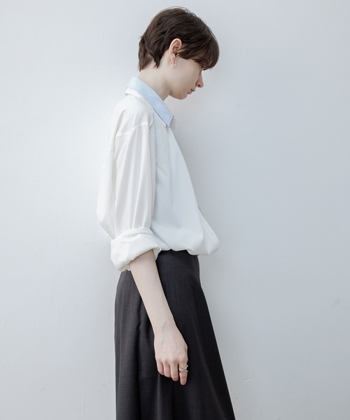 tageechita(タジチタ)の「【tageechita配色レイヤード風 シャツブラウス(シャツ/ブラウス・レディース・オフホワイト/サックスブルー・L/M/S)」の21枚目の写真